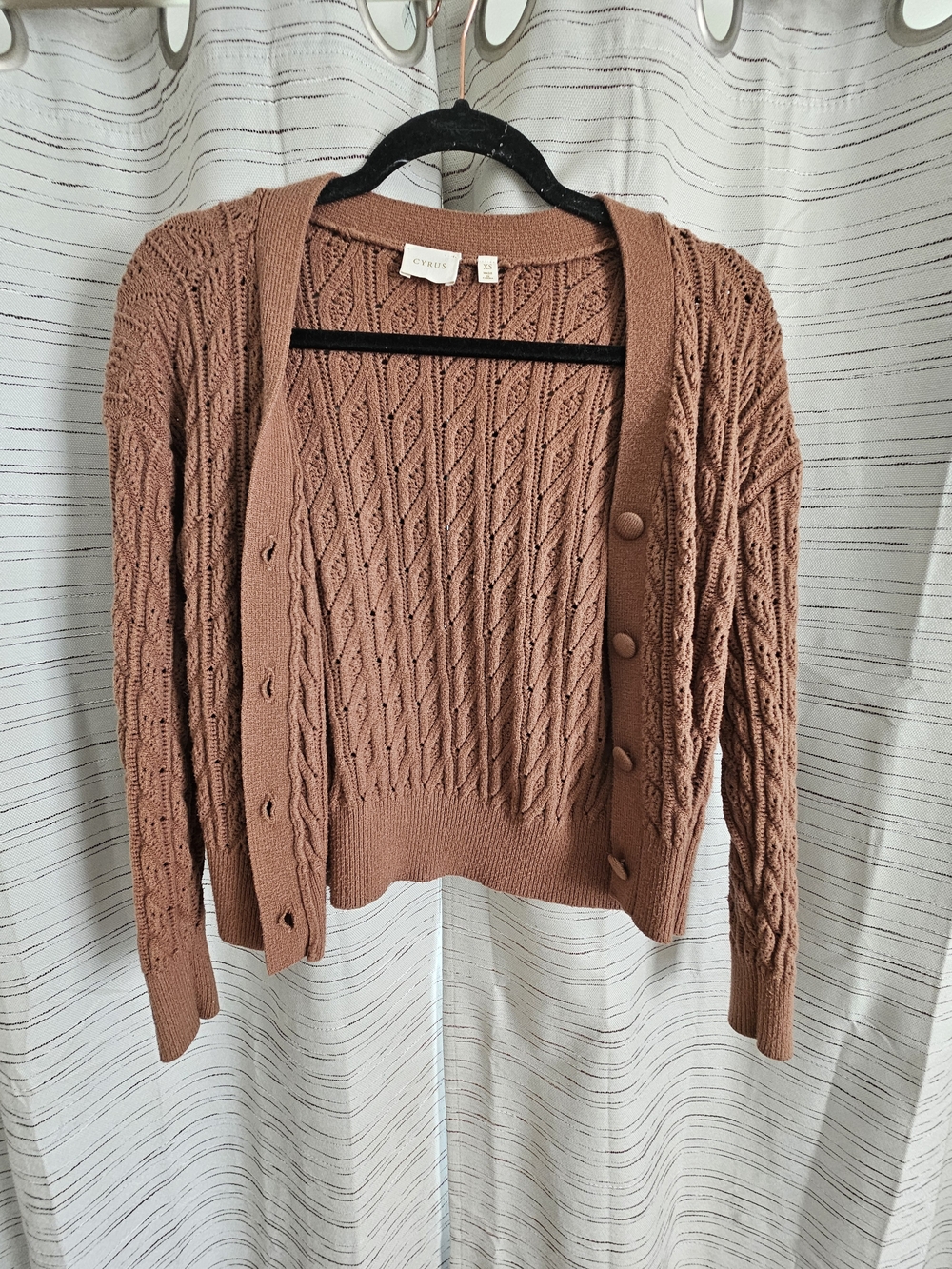Cyrus Rust Cable Knit Cardigan Sweater